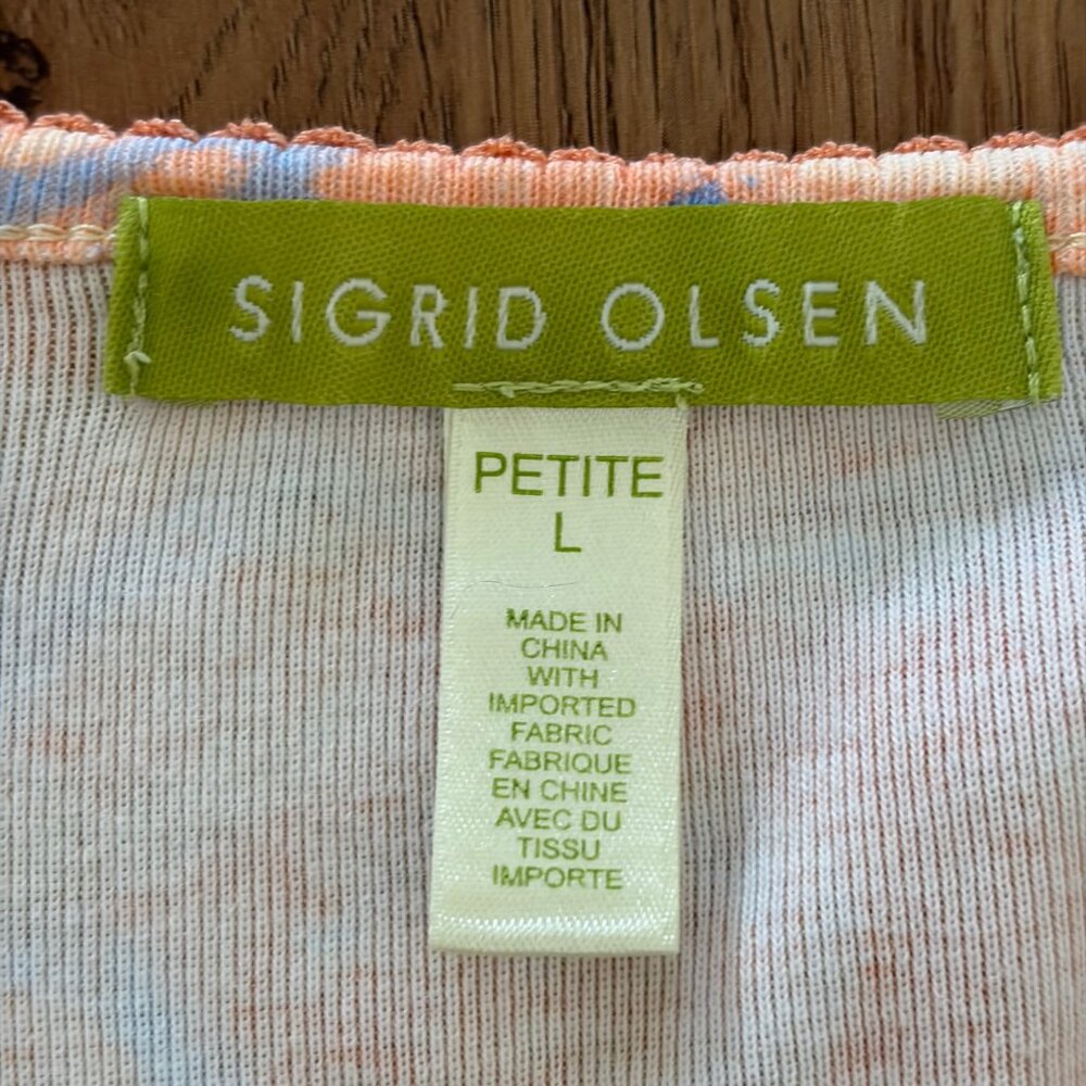 Sigrid Olsen Vintage Daisy Top 100% Cotton Size PL - Picture 3 of 9